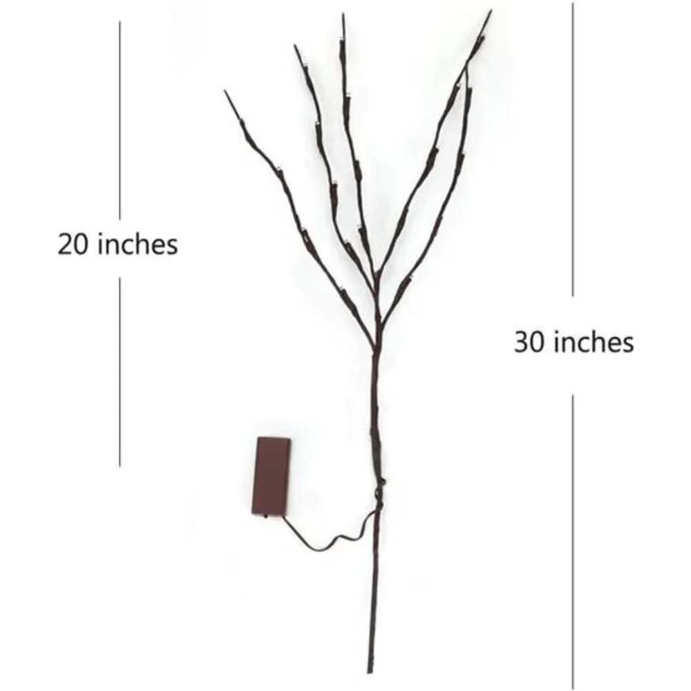 LED Branch Lights 2 Pack Battery Operated Willow Twig Vase Home Decor Warm White
